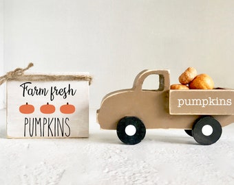 Fall truck and sign set, Fall decor, Tiered tray sign, Wood, Tiered tray decor, Farmhouse truck, Wooden sign, Farm fresh pumpkins, Farmhouse