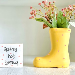 Rain boot planter, Spring vase, Easter decor, Ceramic flower vase, Mother's day gift, Tiered tray decor, Hostess gift