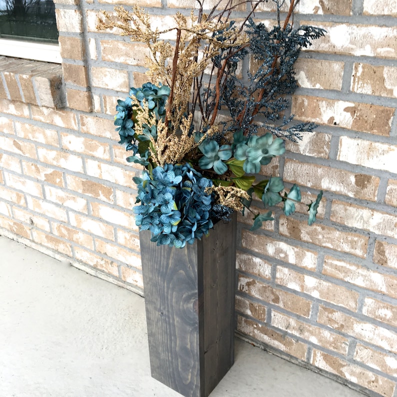 Gray floor vase reclaimed wood rustic vase porch decor Etsy