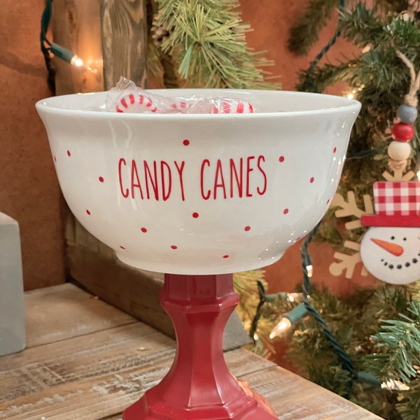 Christmas candy bowl, Pedestal bowl, Christmas party serving piece