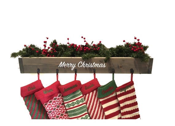 Family Stocking Hooks, Mantle Stocking Holder, Christmas Decor, Rustic,  Farmhouse Decor, Reclaimed Wood, Stocking Hanger, Personalized 