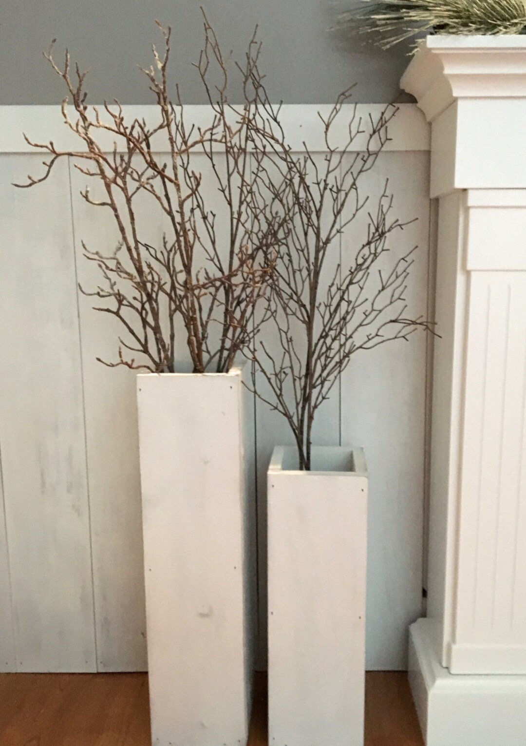 White Wooden Vases Reclaimed Wood Distressed Wood Floor Etsy