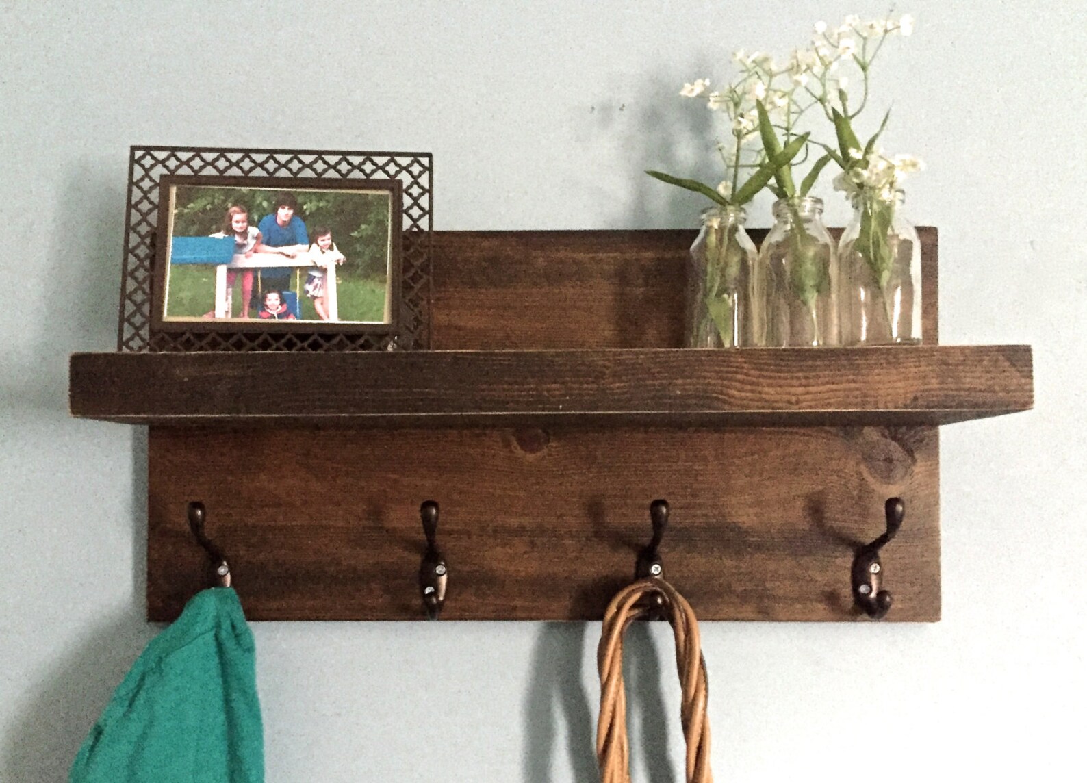 Entryway Shelf Shelf With Hooks Coat Rack Key Holder Etsy