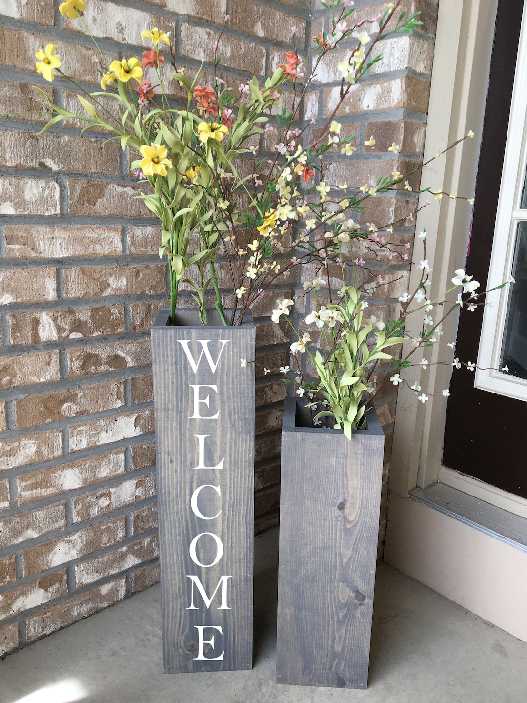Large Wooden Porch Vases, Sign, Reclaimed Wood, Rustic, Floor