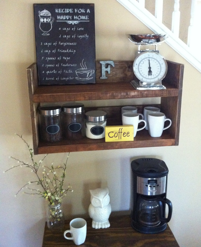 Rustic kitchen shelf coffee shelf coffee bar shelf Etsy