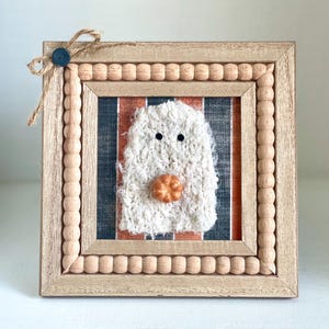 Fuzzy Ghost Decor: Halloween Tiered Tray, Pumpkin Frame