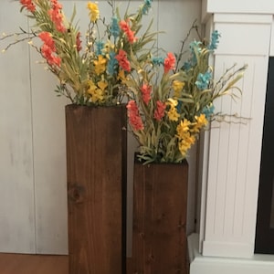 wooden vases, reclaimed wood, rustic, floor vases, set of two, farmhouse decor, large floor vase, rustic decor, porch decor image 2