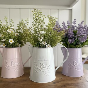 Farmhouse Metal Pitcher Vase | Vintage Bird Design, Spring Décor (6.75x8.75x5.5")