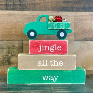 Christmas blocks for tiered tray, Wooden truck,  Holiday decor for coffee bar, Teacher and hostess gift