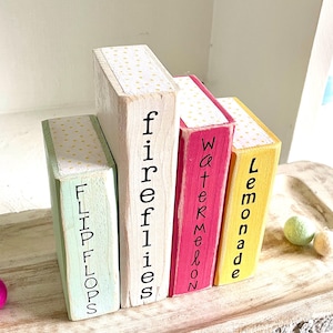 Rustic Lemonade & Watermelon Wood Book Stack: Summer Tiered Tray Decor