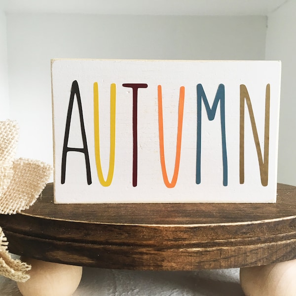 Fall decor, Wooden sign, Tiered tray sign, Autumn, Fall sign, Farmhouse decor, Tiered tray decor, Coffee bar, wooden block, Kitchen sign