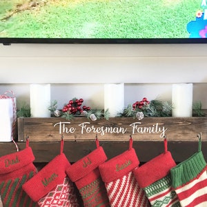 Personalized Family Stocking Holder: 30" Wooden Mantle Box