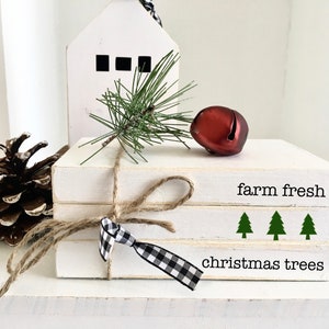 Christmas book bundle, mini book stack, Christmas decor, farmhouse, faux books, set of 3, rustic, teacher gift, housewarming, wooden books farm fresh christmas