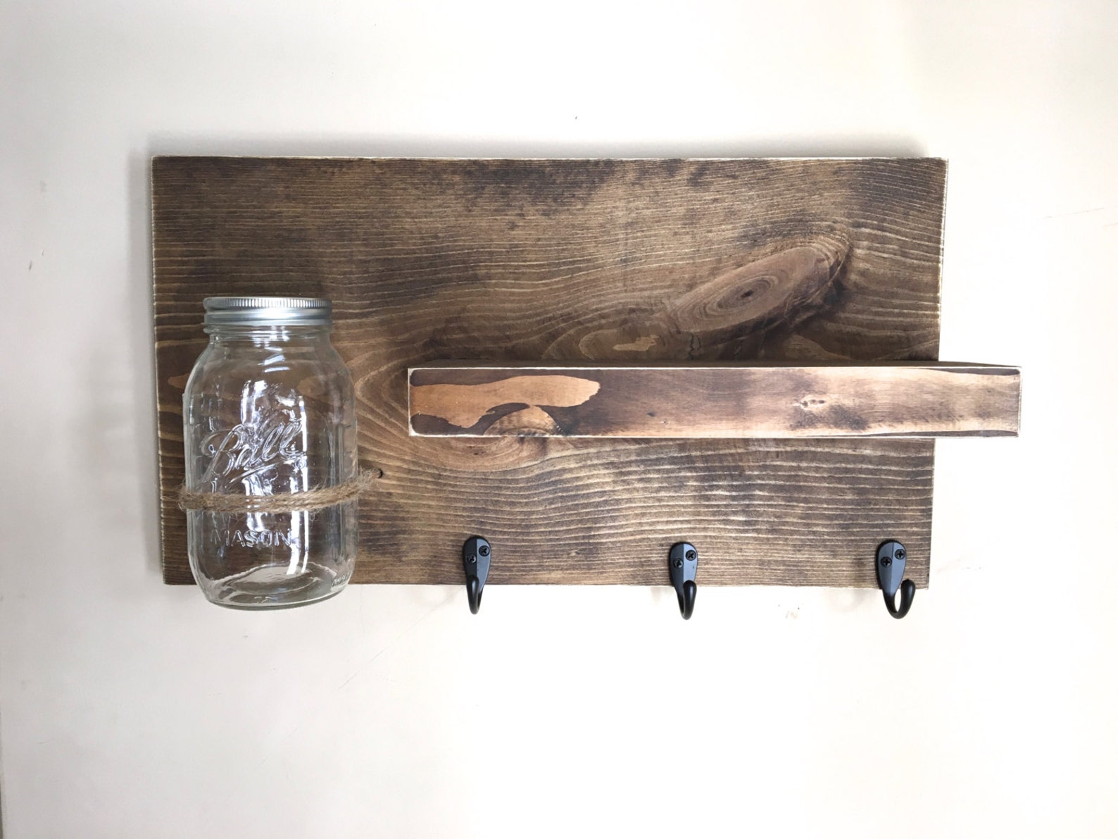 Entryway Shelf Key Holder Wall Vase Shelf With Hooks Etsy