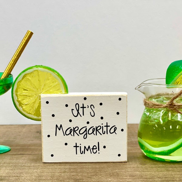 Margarita pitcher and glass, Wooden sign, Mini pitcher, Tiered tray, Faux margarita, Bar decor, Summer