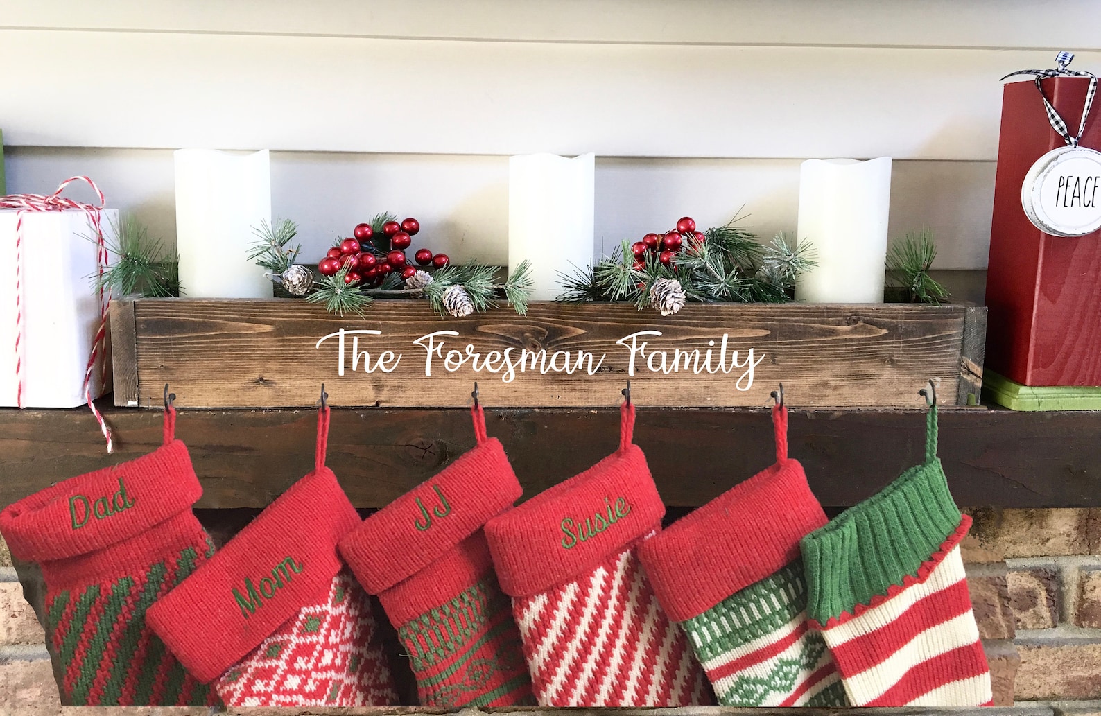 Personalized Family Stocking Holder Mantle Box Christmas Etsy