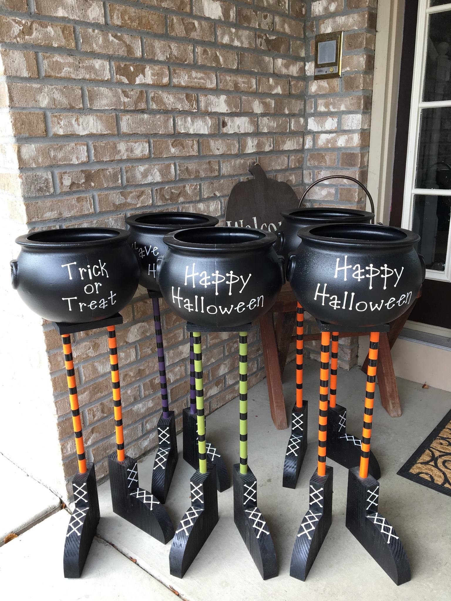 Halloween bowl, Halloween decor, cauldron candy bowl, witch feet, witch legs, fall porch decor