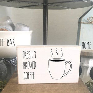 Coffee storage container and freshly brewed coffee sign, Kitchen tiered tray decor, Wood house