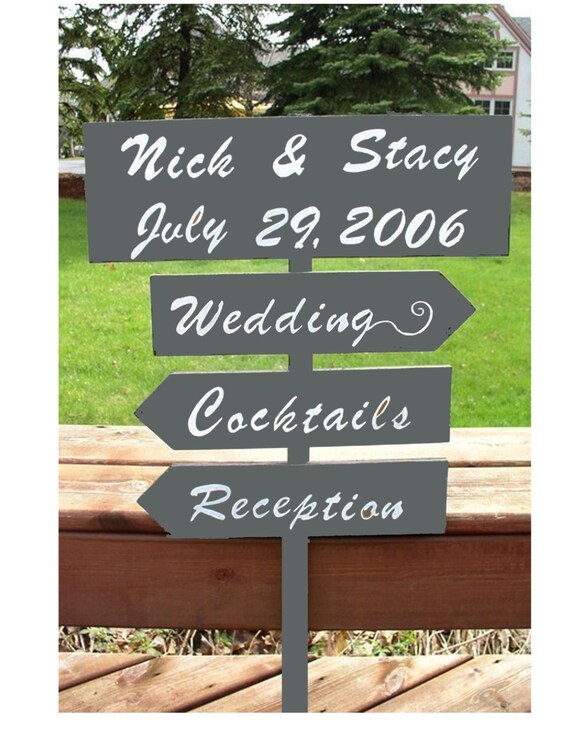 directional sign reception decor wedding sign wood wedding