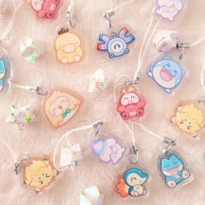 PKMN Round Friends | 1&quot; Double-sided Epoxy Acrylic Phone Charm | Owl | Seal | Duck | Spider | Bear