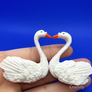 6 Swan Couples Fondant Cake Toppers – Wedding/Baby Shower Set of 12