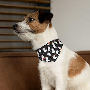 Cat Ghost Pet Bandana Collar: Halloween Dog Scarf, Adjustable