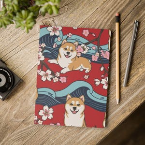 Shiba Inu Softcover Notizbuch, Süßes Welpen Notizbuch, Hunde Liebhaber Geschenk, Animal Print Tagebuch, Kawaii Haustier Planer