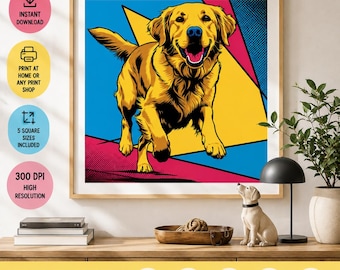 Labrador Retriever Pop Art Print, Colorful Geometric Dog Portrait (Digital Download)