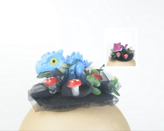NWT Dinosaur fantasy peony fascinator headband Dino Hat, Dino Fascinator, Dino Clip, Dinosaur Bespoke, Dino  main image 3