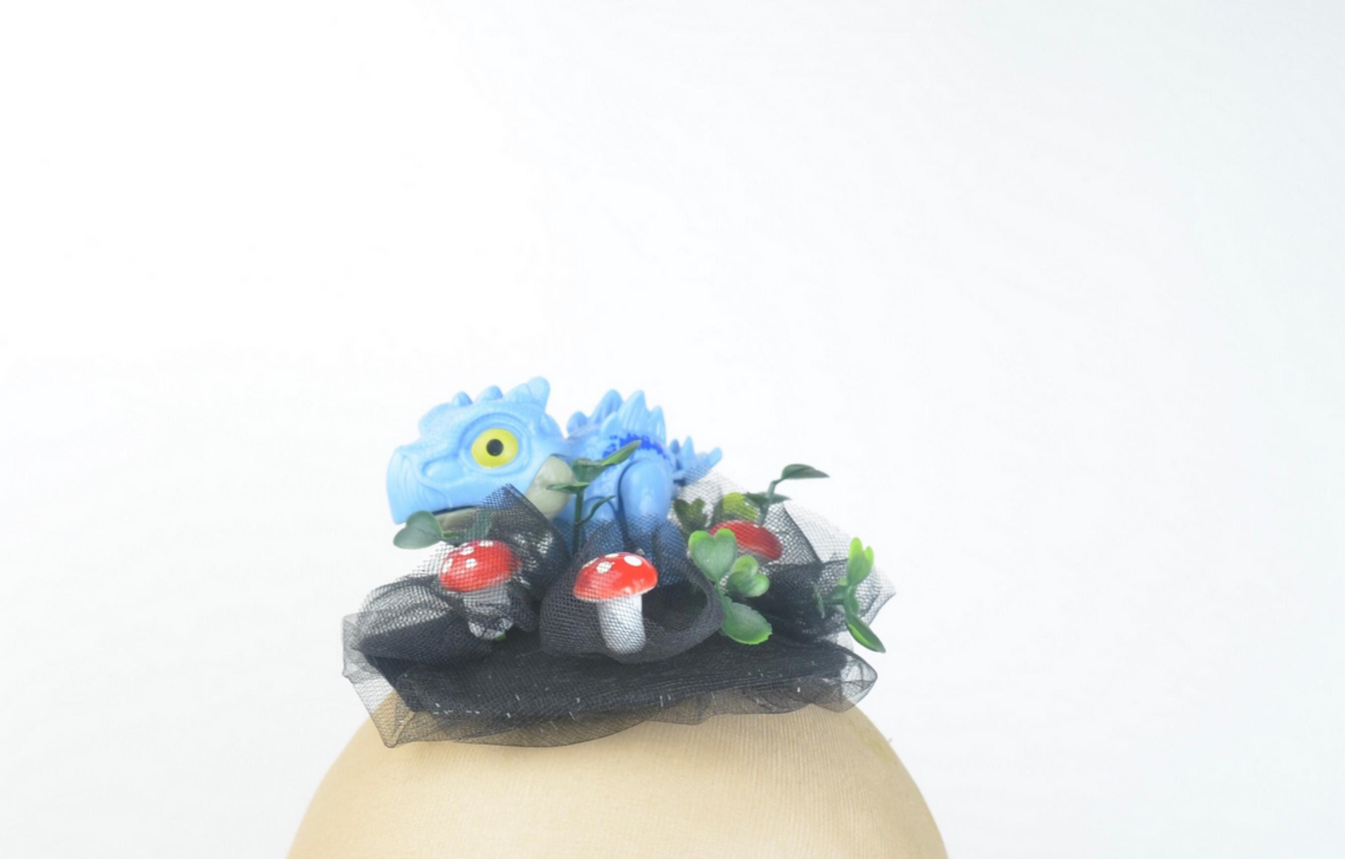 NWT Dinosaur fantasy peony fascinator headband Dino Hat, Dino Fascinator, Dino Clip, Dinosaur Bespoke, Dino  main image 2