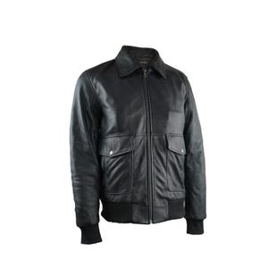 Men&#39;s Flight, Bomber Leather Jacket,  Air Force Aviator Jacket For Men, Classic Black Leather Biker Jacket With Stylish Pockets