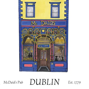 Irish Art Print McDaid&#39;s Pub Dublin Art Irish Wall Art Dublin Gift Travel Artwork