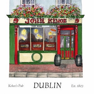Irish Art Print John Kehoe&#39;s Pub Dublin Ireland Pub Artwork Irish Wall Art Dublin Gift Travel Art