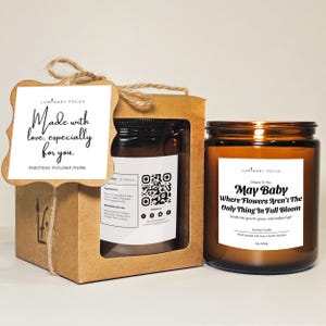 Bougie Croissance et Grâce - Cadeau d'anniversaire en pot de soja de 8 oz ou 4 oz pour les mamans, les jardiniers, les amis/collègues pour célébrer leur journée, cadeau d'anniversaire en mai.