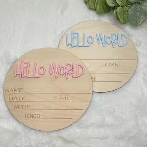 Faire-part bébé Hello World| | Séance photo nouveau-né | Faire-part nouveau-né | Cadeau pour nouvelle maman | Jalon mensuel pour bébé| Cadeau baby shower |