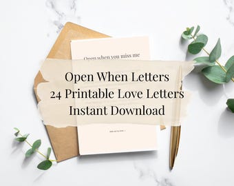 Cartas "Abrir cuando" / 24 notas de amor imprimibles para parejas (Descarga instantánea)