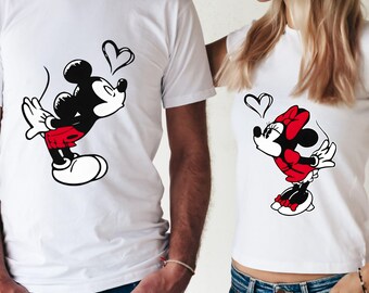 Camiseta personalizada de pareja de Disney, camiseta de San Valentín de Disney, camiseta personalizada a juego de Disney, camiseta unisex de regalo de pareja encantadora de Micky y Minne
