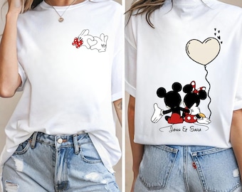 Camiseta de pareja de Disney, camiseta de San Valentín de Disney, camiseta personalizada a juego de Disney, regalo de pareja de Micky y Minni, linda camiseta de San Valentín.