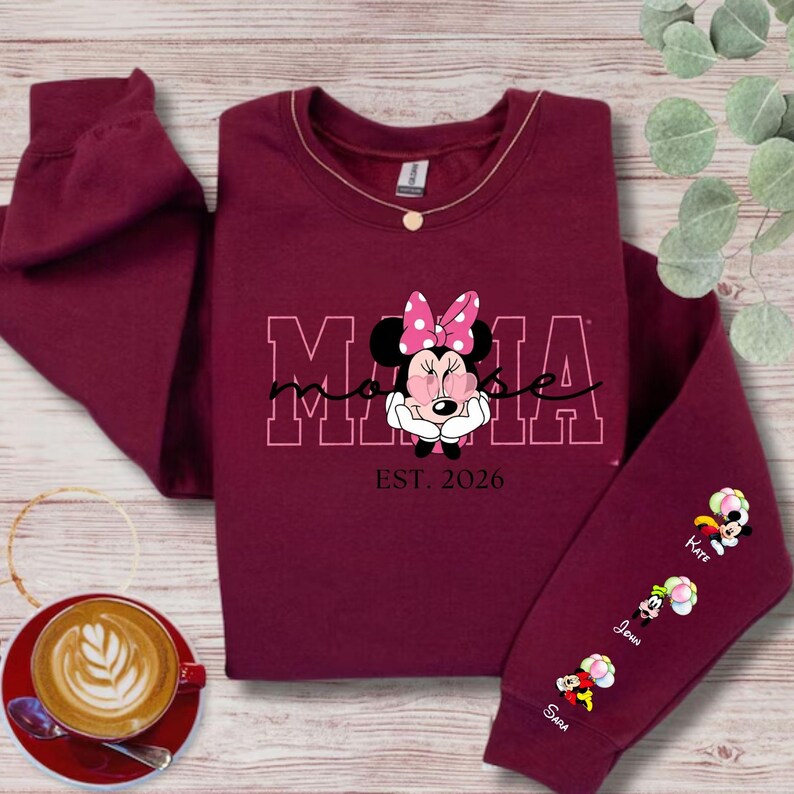 Custom Disney Mama Sweatshirt, With Kids Names, Mama Mouse Hoodie, Personalized Mama Gift, Best Mom Sweater, Mothers Day Gift, Minnie Mouse image 5