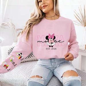 Custom Disney Mama Sweatshirt, With Kids Names, Mama Mouse Hoodie, Personalized Mama Gift, Best Mom Sweater, Mothers Day Gift, Minnie Mouse image 2