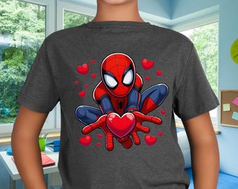 Valentine Spider Shirt, Spider Valentine Sweatshirt, Cute Baby Superhero Sweater, Superhero Valentines Cartoon Tshirt, Valentine Couple Gift