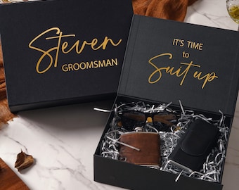 Personalized Magnetic Gift Box,Groomsman Proposal Box,Groomsmen Gift Box,Empty Best Man Gift Box,Custom Folding Gift Box,Wedding Gift Box