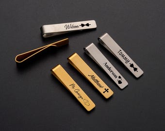 Personalisierte Herren Krawattenklammer, Edelstahl Krawattenklammer, individuell gravierte Krawattenklammer, Vatertagsgeschenk, Hochzeitsgeschenk für Männer, Jubiläumsgeschenk