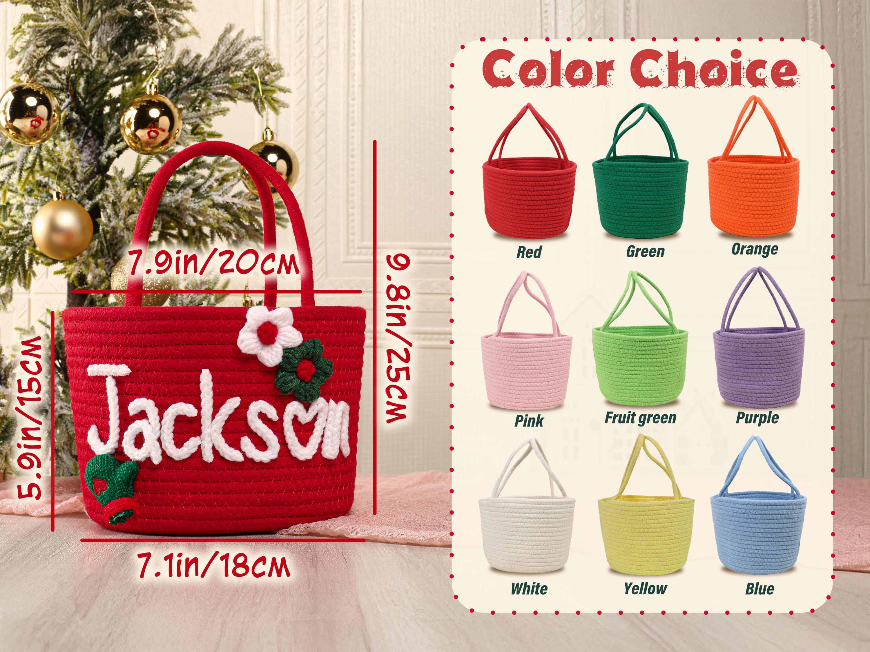 Personalized Christmas Basket,Custom Christmas Gift Basket with Name,Christmas Basket for Boys & Girls,Christmas Decor,Holiday Decor Gift
