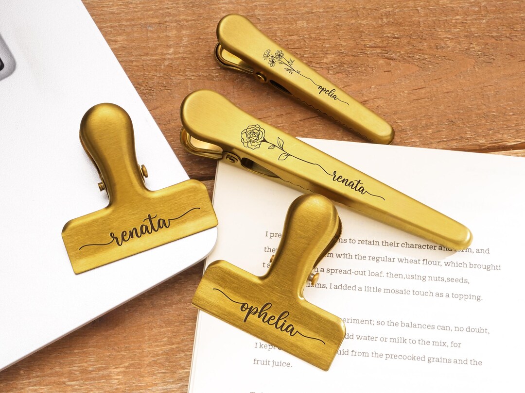 Personalized Brass Binder Clip,custom Engrave Metal Paper Clip ...