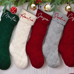 Medias navideñas de punto personalizadas 2025, medias navideñas familiares bordadas a medida, regalo de decoración navideña, medias navideñas con nombre