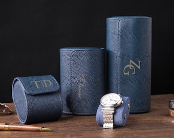 Personalized Leather Watch Box,Travel Watch Roll,Wedding Groomsmen Gifts,Men Watch Travel Case,Father's Day Gifts,Engraved Travel Watch Box