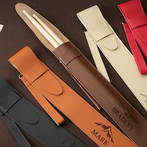 Estuche de cuero personalizado para baquetas, baquetas de madera grabadas, regalo para músicos