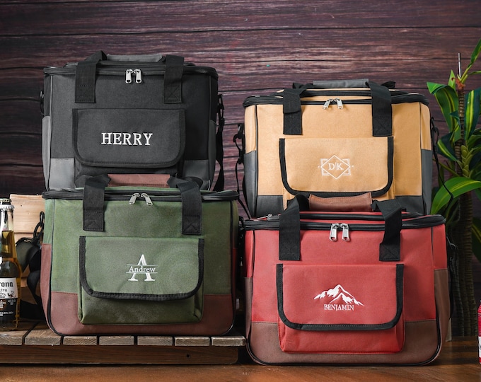 Embroidered Beer Cooler Bag, Personalized Cooler Backpack, Groomsmen Gift, Custom Golf Beer Cooler Bags, Lunch Box Bag for Man, Wedding Gift