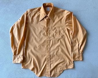 Vintage 70s BVD Valdez Yellow Dagger Collar Disco Shirt Canada Made